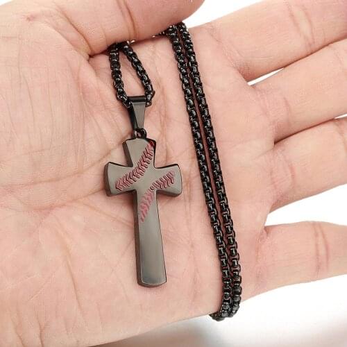 Vintage Black Color 3mm Wide Long Box Chain Necklace For Mens Black Cross Crucifix Pendant Necklace Religious Jewelry