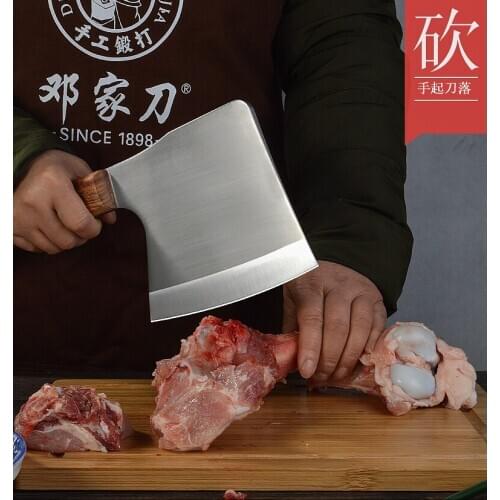 Deng Handmade High Quality Stainless Steel Wooden Handle Kitchen Hatchet Knife For Household Use Hard Bone Chopper