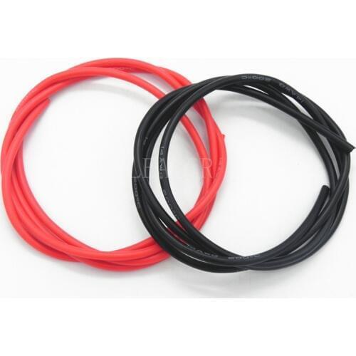 1 Meter Black+1 Meter Red 12AWG/ 14AWG High Temperature Soft Silicone Cable Heatproof Tinned Copper Silica Gel Wire Cable