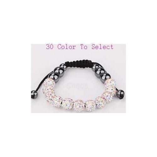 Women handmade+Frt43ft AB 10mm micro pave cz Disco ball Beads Bracelet Jewelry For crystal