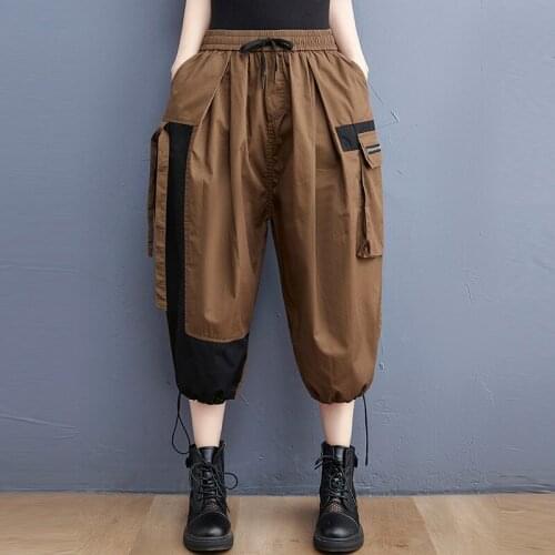 Women Summer Calf-length Harem Pants New Arrival 2021 Fashion Safari Style Elastic Waist Loose Female Thin Casual Pants B707