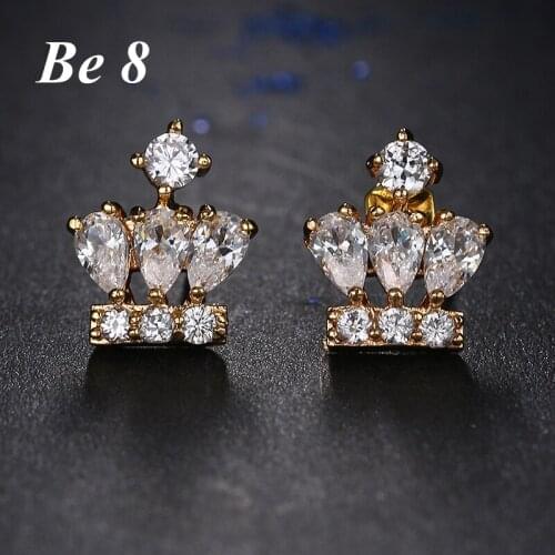 Be8 Brand New Design AAA+ Cubic Zirconia Exquisite Crown Shape Stud Earrings For Women Travel Party Show Brincos Pendiente E-212