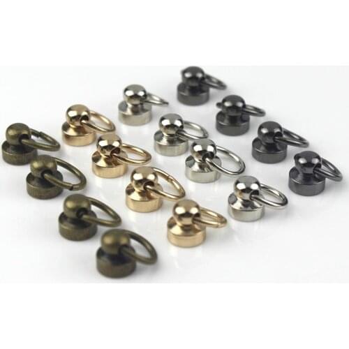10pcs Metal Ball Post With O Ring Studs Rivets Nail Screwback Round Head Spots Spikes Leather Craft phone case decor Accessories