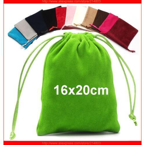 100pcs/lot) size 16x20cm high quality velvet bag with logo