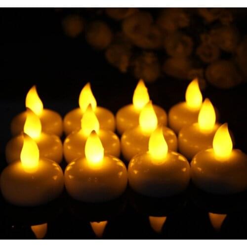 12pcs/pack Waterproof Floating Candles LED Candle Tea Light Flameless Electronic Candle Battery Candle Lamp for Bath SPA Pray Te