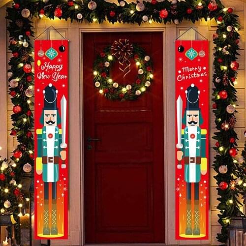 2022 Xmas Nutcracker Soldier Banner For Home Merry Christmas Door Decor Ornament Christmas Couplet Holiday Decoration