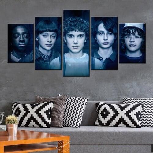 5 Piece Canvas Wall Arts Stranger Things Movie Poster For Living Room Picture Of Boys Bedroom Prints HD Home Decoration