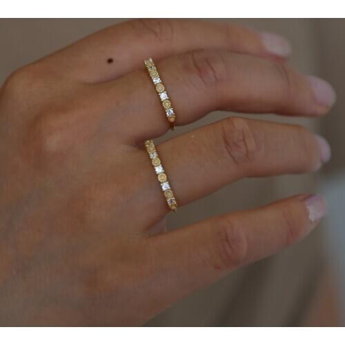 925 Sterling silver Clear cz opal engagment band silver cz eternity band simple thin fashion finger Midi Lovely ring