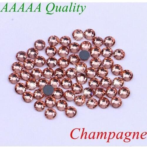 AAAAA Luxury Hotfix Rhinestone Champagne SS6 SS10 SS16 SS20 SS30 Glass Crystals Flatback Iron On Diamond