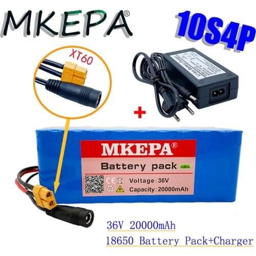 36V 10S4P 20Ah battery pack 500W high power battery 42V 20000mAh Ebike electric bicycle BMS 42v battery with xt60 plug+charger
