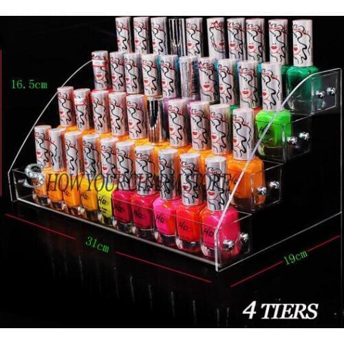 Acrylic Clear Cosmetic Varnish Display Stand Pro4-7 Tiers Removable Nail Polish Shelf Rack Holder Women Makeup Organizer Case