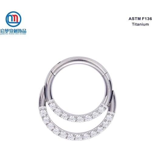 ASTM F136 Crystal Teardrop Clicker Ring Titanium Body Jewelry