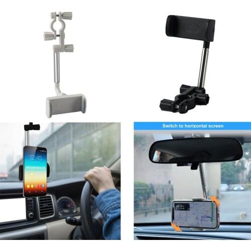 Car Phone Holder 360-degree Rotation Telescopic Mobile Phone Holder Rearview Mirror Front Seat Snap-on Phone Holder car Interior