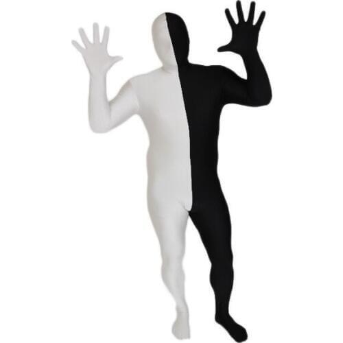 Split Bodysuit Unisex Spandex Zentai costume party Catsuit Unitard Multi-Color White&Black