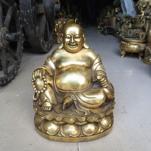 Large Asia Buddha statue Home store company bring money GOOD LUCK God of wealth Maitreya Buddha MI LE FO copper Sculpture