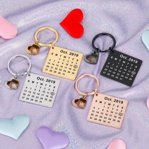 Personalized Photo Calendar Keychain Gift for Boyfriend Girlfriend Calendar Keychain Calendar Keyring Gift Couple Keychain