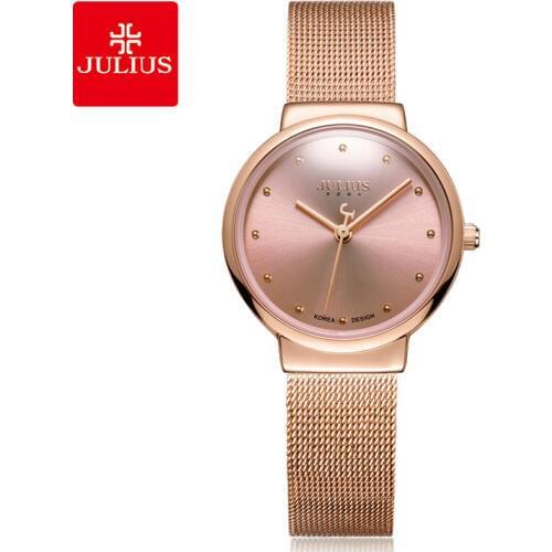 JULIUS Women Ultra Thin Silver Mesh Stainless Steel Fashion Casual Female Waterproof Wristwatch Ladies Brand Dress Watch JA-426L