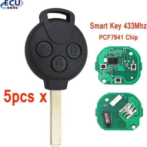 5PCS/LOT 3 Buttons Remote Key/Smart Key 433Mhz, with 7941 Chip, CR2016 Battery for Smart-451