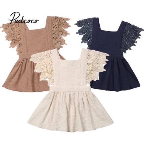 Brand Girls Dress 2019 New Summer Brand Girls Clothes Lace Sleeve Design Kids Princess Dress Party Dress For 0-3 Years