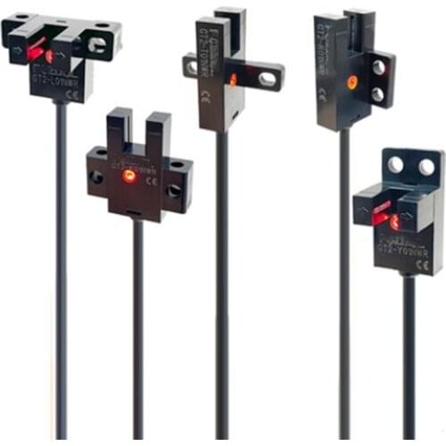 2Pcs Slot type 5MM photoelectric switch sensor module slide limit switch origin switch four wire 5 ~ 24VDC normally open NPN