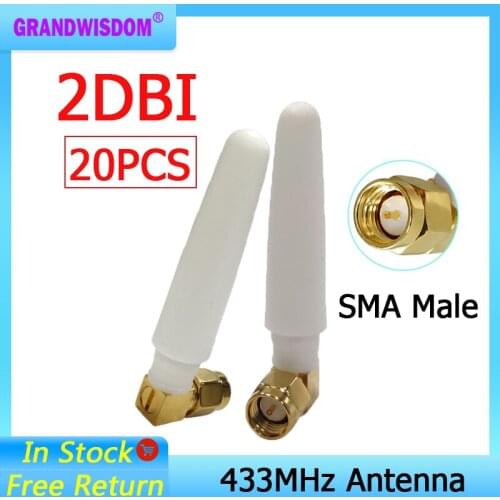 20pcs 433MHz Antenna 2.5dbi SMA Male Connector 433 mhz directional antena waterproof antenne for Lorawan watermeter Gasmeter