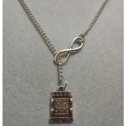 I Love Quilting & Infinity Charms Pendants Amulet Chain Necklace 50cm Fashion Vintage lucky 8 Jewelry Gift
