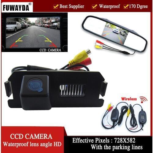 FUWAYDA Wireless Color CCD Car Rear View Camera for HYUNDAI I30 GENESIS COUPE Tiburon KIA SOUL 4.3 Inch Rear view Mirror Monitor