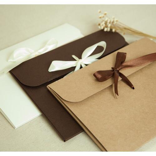 100pcs 24*18*0.7cm Ribbon Kraft paper Envelope bag Handkerchief Silk scarf packing boxes Envelope gift box