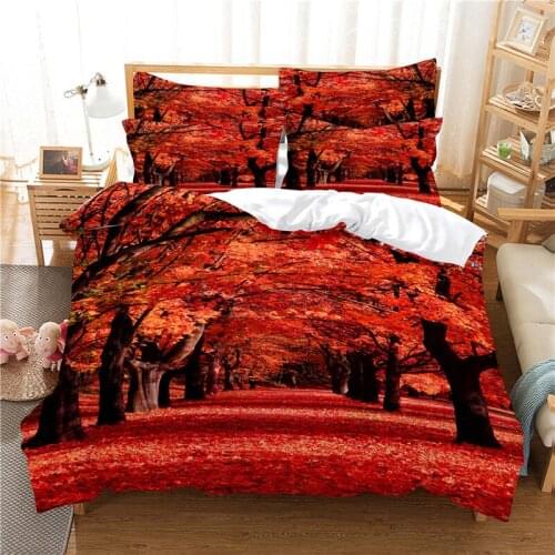 Red Leaves Duvet Cover Set 3d Digital Printing Bed Linen Fashion Design Comforter Cover Maple Leaves Bedding Sets Bed Set