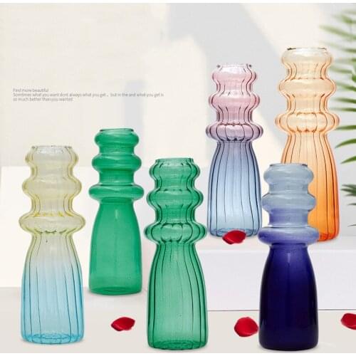Colorful Vase Glass Tabletop Vase Decoration Home For Fresh Dried Flowers Pot For Bar Kitchen Garden Vases Ваза المزهريات