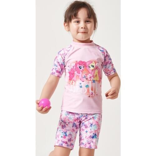 Julysand Girls Swimwear Cute Two Pieces Swimsuit Children Cartoon Printed UPF 50+ High-end Floral Bathing Suit for Kids