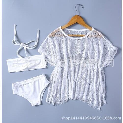 Girls Summer Bikini Swimsuit Lace Coverall Three-piece Suit Baby Swimwear Girls Bathing Suit Maillot De Bain Enfant Fille Bimba