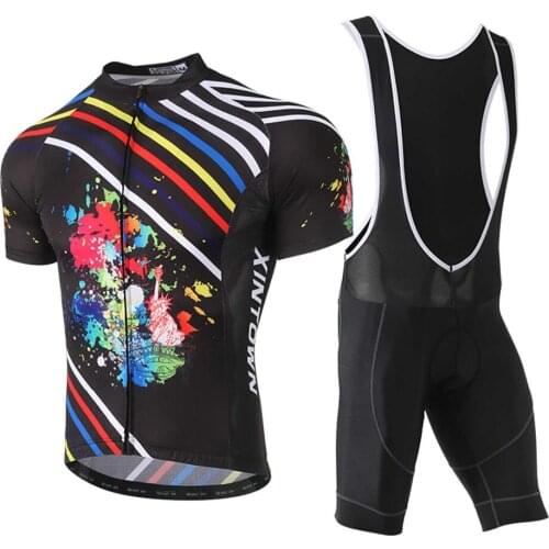 Summer Team Cycling Jerseys Gel Bike Shorts Set Cycling Clothing Bike Jersey Quick Dry Mens Bicycle Clothes Colorful Stripes
