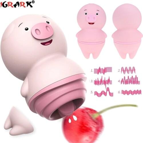 Powerful Pig Clit Sucker Vibrator Tongue Vibrating Egg Nipple Sucking Clitoris Stimulator Erotic Sex Toys for Women Masturbator