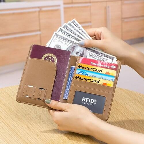 Passport Wallet Men split Leather Travel Passport Cover Case Document Holder Large Capacity Credit Card Holder Coin Purse
