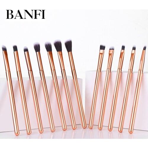 BANFI 12pcs Professional Eye Makeup Brush Set Eyeshadow Brush Detail Foundation Blush High Quality Cosmetics Beauty Make Up Tool
