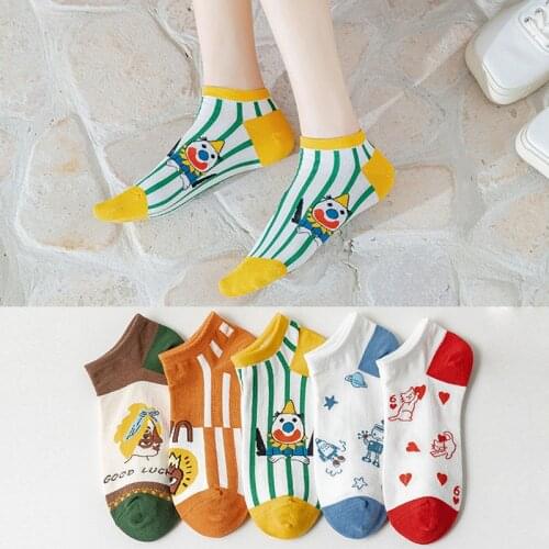 Spring And Summer New Women Funny Cotton Short Heel Breathable Boat Socks Cute Cartoon Trend Personalized Shallow Mouth Female