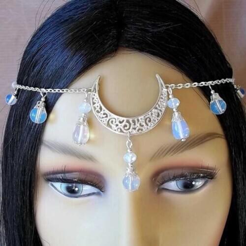New Fashion Elegant Hairstyle Headdress Headdress Head Chain Hair Band Hair Accessories Moon Crystal Pendant Ladies New