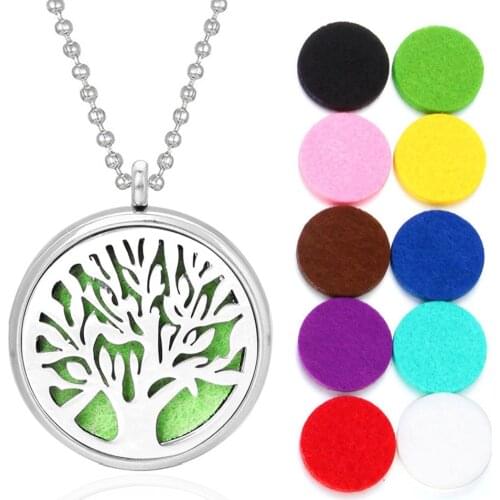 New Aromatherapy Jewelry Tree of Life Necklace Open Magnetic Locket Pendants Perfume Essential Oil Diffuser Necklace Free 10pads