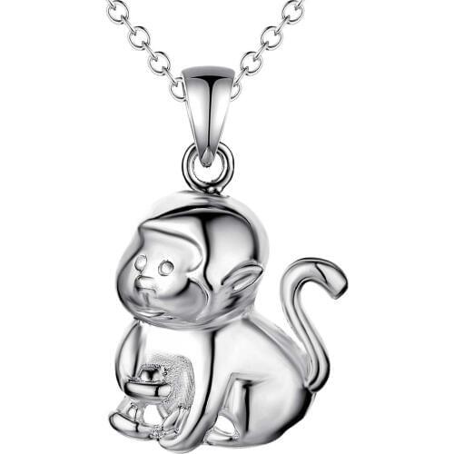 Wholesale Charm Silver Color Pendants For Women Fashion Jewelry Necklace Lady Fashion Jewelry Pendant Monkey AN027/aqxajiea