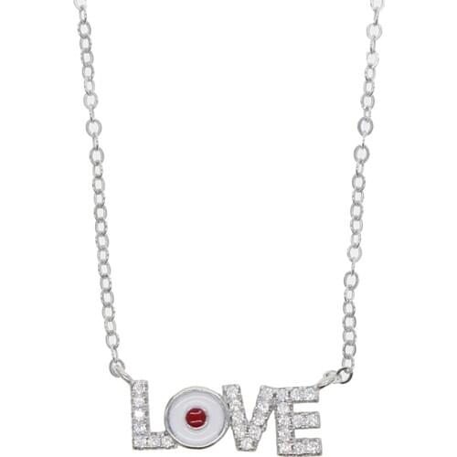 Authentic Genuine 925 Sterling Silver Necklace Heart LOVE letter Pendant For Women Love Silver 925 Jewelry girl friend gift
