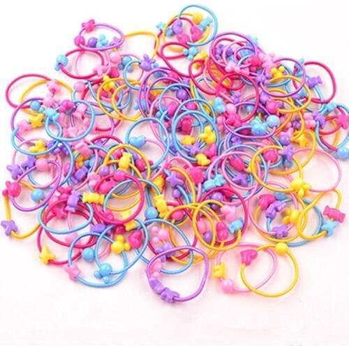 50PCS/Lot Cartoon Lovely Stars Children Elastic Hair Band Rubber Bands Ponytail Holder Elastic Headwear Girls Hair Accessories