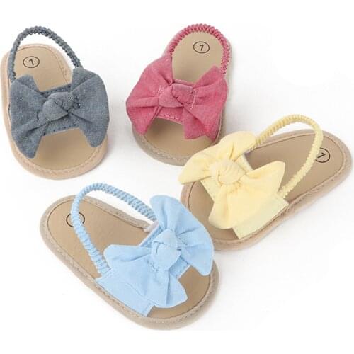 Baby Girls Bow Sandals Shoes Children Toddler Baby Girls Soft Solid Bow Beach Shoes Sandals Prewalker First Walker 2021