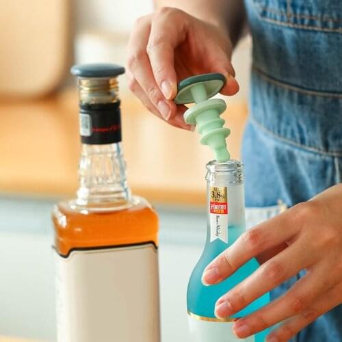 Silicone Wine Stopper Household Sealed Fresh-keeping Wine Bottle Cap Kitchen Beer Champagne Proof Dust Flavor Tools