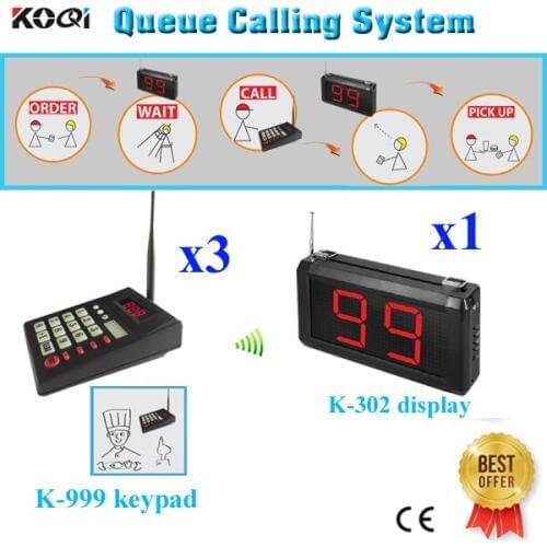 Order Taking System New Arrival Waiting Services With Transmitter And Display Screen(1 display+3 transmitter numeric keypad)