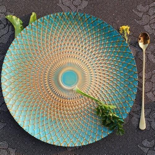 Electroplating Glass Plate Nordic Style Dishes Household Tableware Hotel Serving Plate Cushion Plate Snacks Desserts Fruit Plate