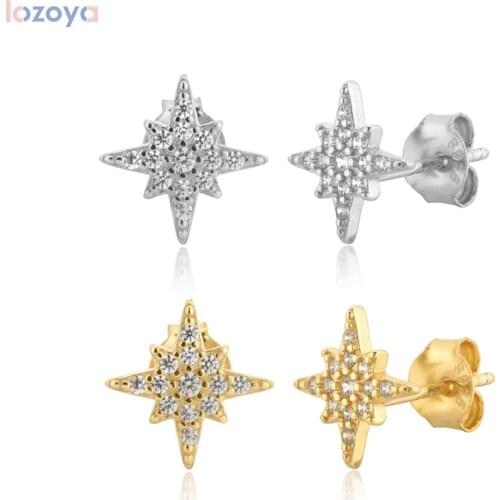 LOZOYA 925 Sterling Silver Gold Snow Flower Pave Wedding Piercing Fashion Luxury Pendiente Luxury Jewelry 2020 Clips Gift