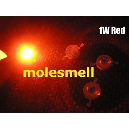 Free shipping 10pcs 1watt Red High Power 1W red LED Lamp Light ultra Bright led beads 50-60LM