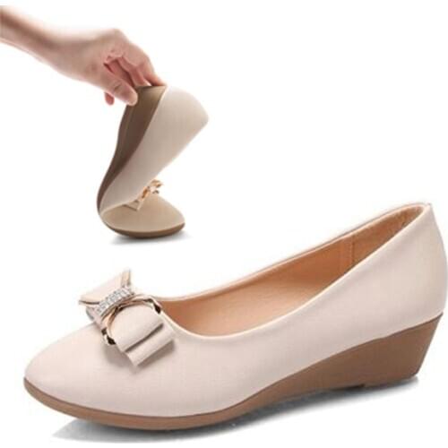 LIHUAMAO wedges shoes women slip on pointed toe ladies high heel pumps party comfort office lady work wedding shoes