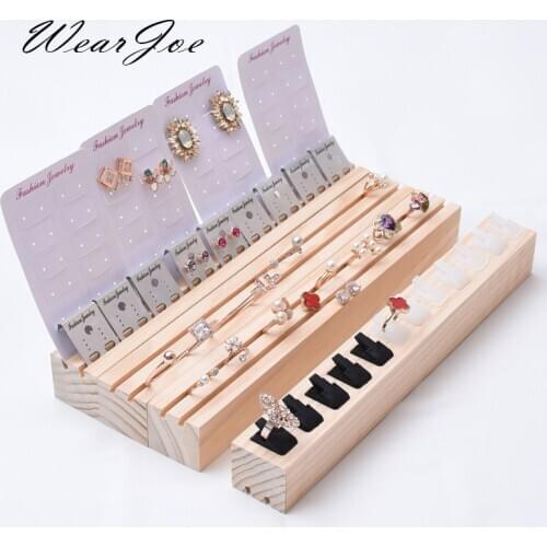 Vintage Nature Wood Drawer Jewelry Organizer Ring Bangle Display Stand Props Earring Cards Holder Rack Tool Case Tray with Slots